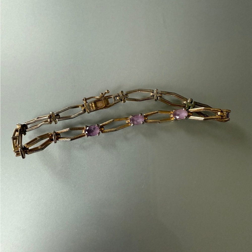 Elegant Gold and Purple Bracelet (tarnish shown)